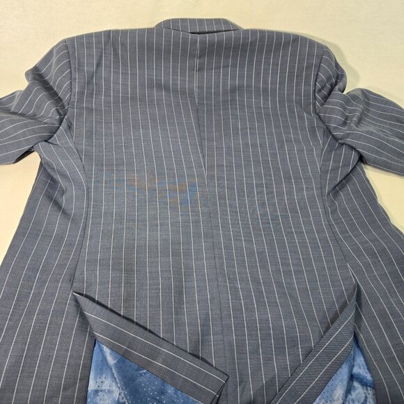 PIERRE NOIR Old Money Blue Gray Striped Classic Fit Blazer Jacket Size L50/44. - Picture 7 of 17